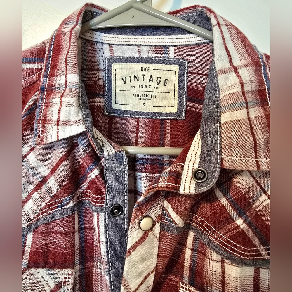 BKE Red and Blue Casual Button Down Shirt